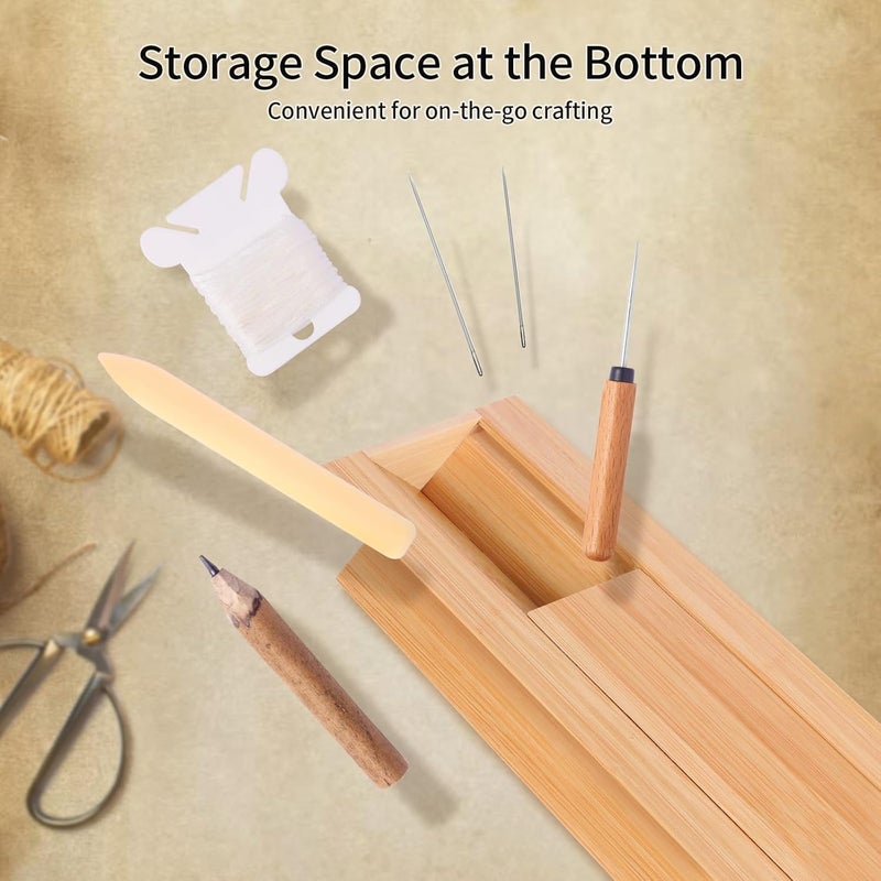 OopsifyMe Bamboo Book Binding Kits with an Awl, Book Binding Cradle, Signature Punching Tools with Piercing Guide Book, Book Binding Materials, Bookbinding Supplies for DIY Bookbinding Crafts with Storage - Image 4